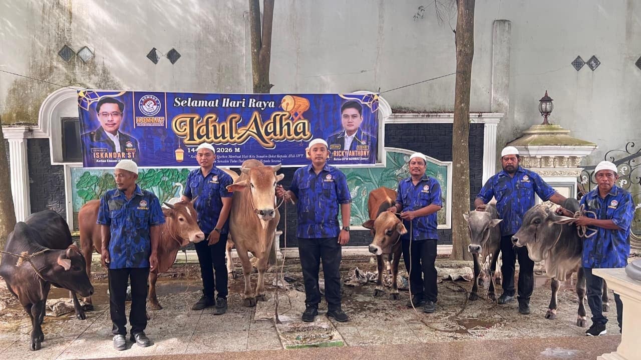 KOMBAT Sumut Sembelih 6 Ekor Sapi pada Lebaran Idul Adha 2026